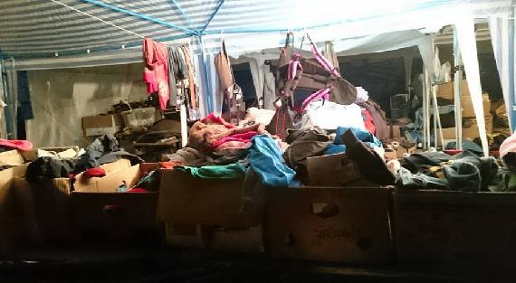Donated clothing supplies for Refugees at Berkasovo