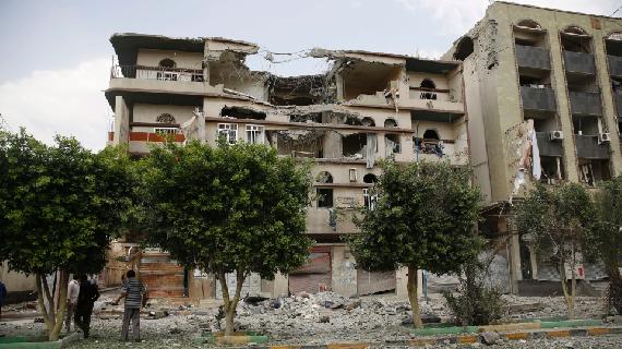 Al-Badwis building after having been “mistakenly” targeted by the coalition. (By Ahmed Jumaa)