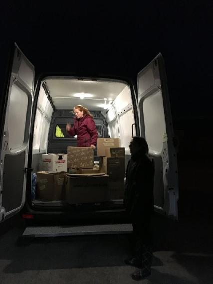 Van loaded with aid supplies