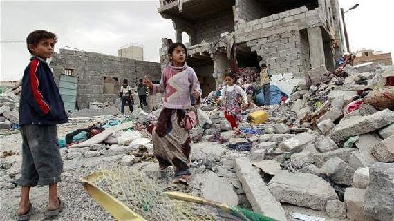 Children adapt to playing in rubble