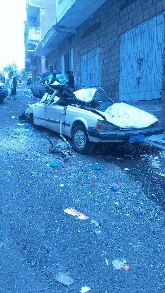 Car crushed by pro-Hadi operated military tank in our neighborhood