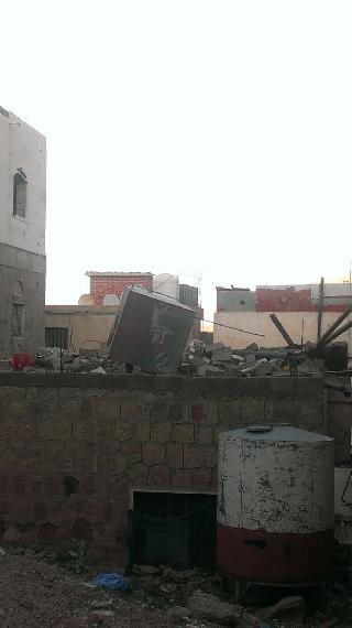 One-floor house that was hit by a mortar killing Anas Al-Bukali.