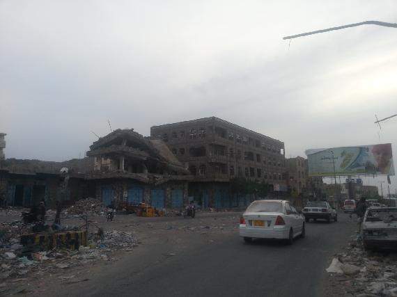 Former Al-Houthi checkpoint at Al-Moror Ride in Al-Haseb neighborhood