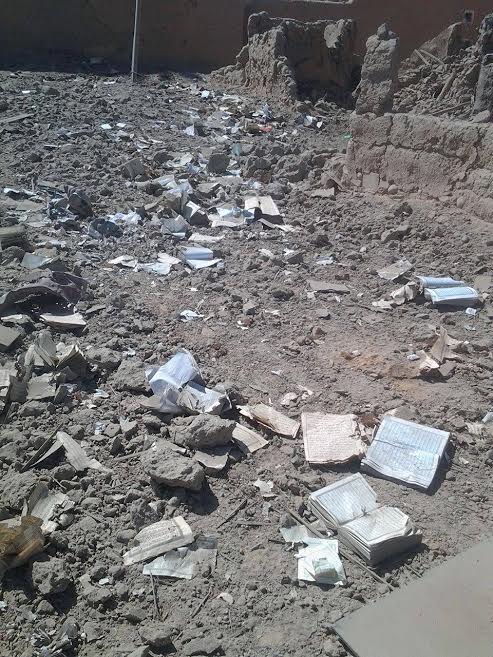 Personal belongings scattered around home completed destroyed in al-Gail