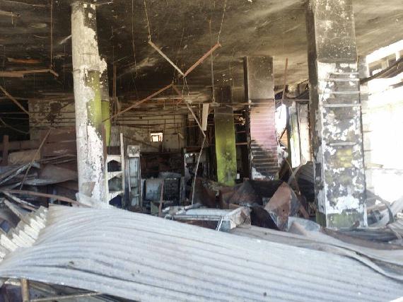 Interior view of damage inside the 7-story building