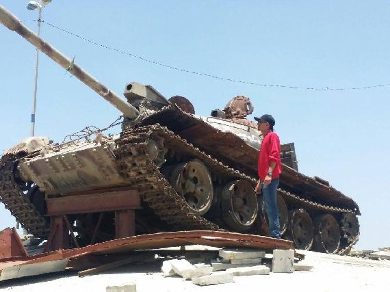 Captured Houthi Militia Tank as Victory Symbol at City Entrance into Aden