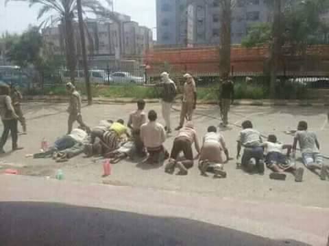 Photo believed to be of citizens detained and questioned in Aden by local militia (Photo Courtesy of Abas al-Thailey)