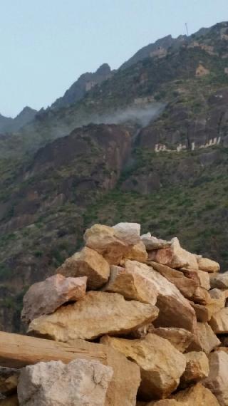 Smoke residual from a shell strike on Al-dim Mountain
